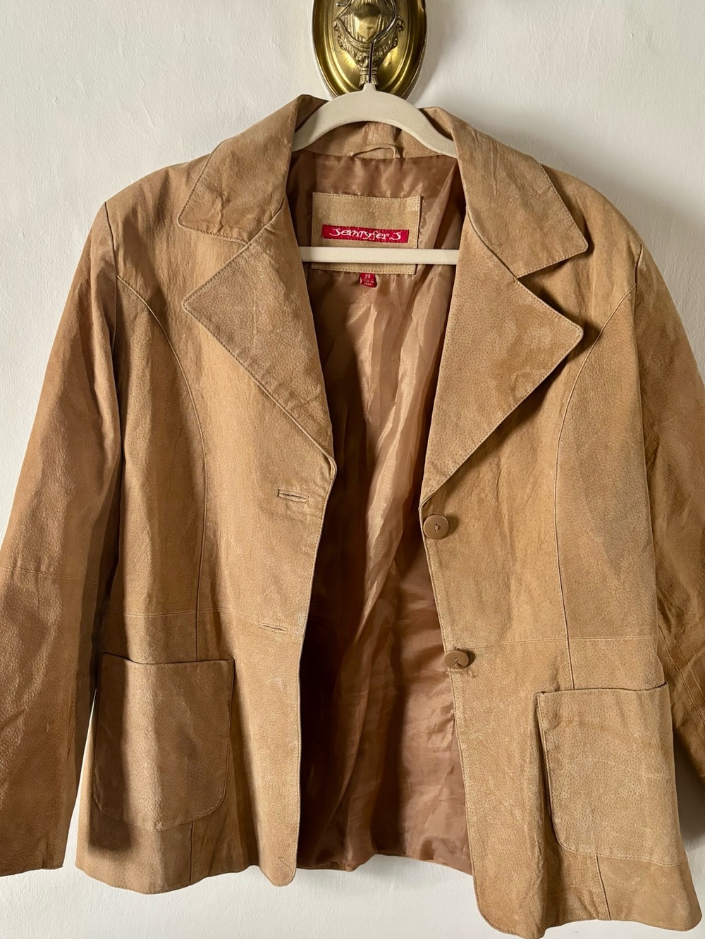 Vintage Y2K Suede Button-Front Jacket in Camel